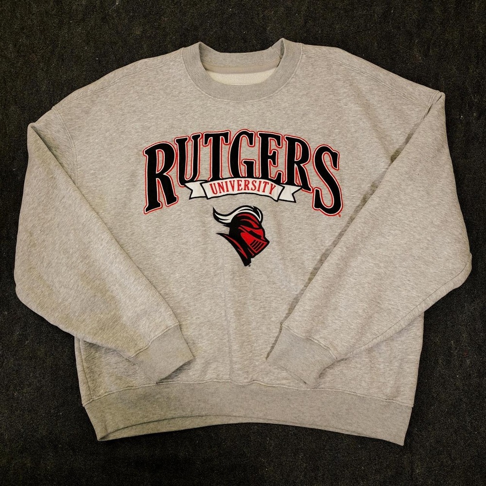 Hollister Blue Rutgers University Sweatshirt Mens Large Grey Boxy Fit Crewneck